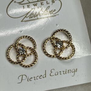 Vintage Jewls by Parkland Overlapping Circles Pierced Gold Tone Earrings